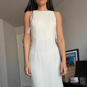 Sean Collection Beaded Pearl Gown - Ivory